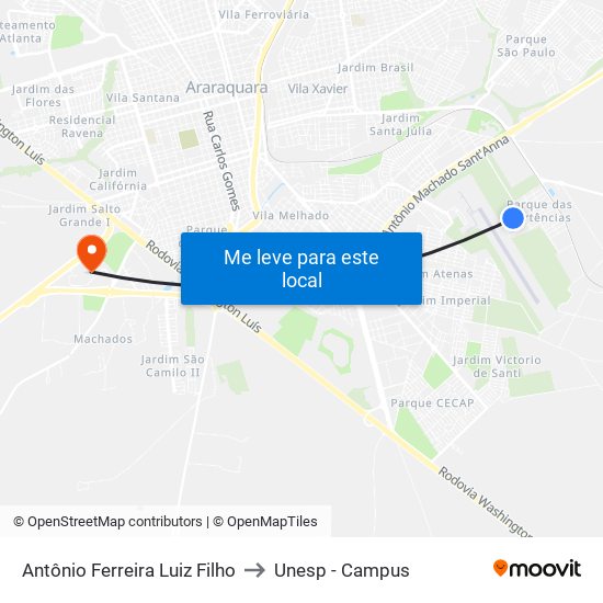 Antônio Ferreira Luiz Filho to Unesp - Campus map