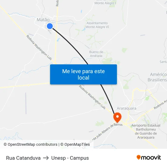 Rua Catanduva to Unesp - Campus map