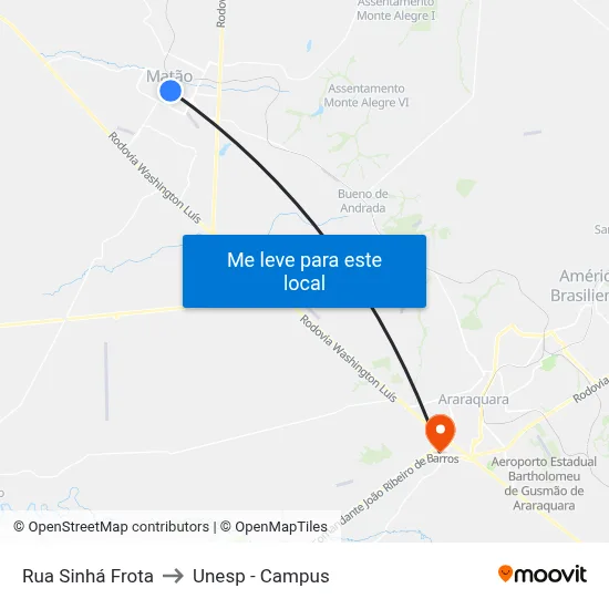 Rua Sinhá Frota to Unesp - Campus map