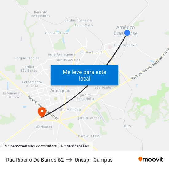 Rua Ribeiro De Barros 62 to Unesp - Campus map