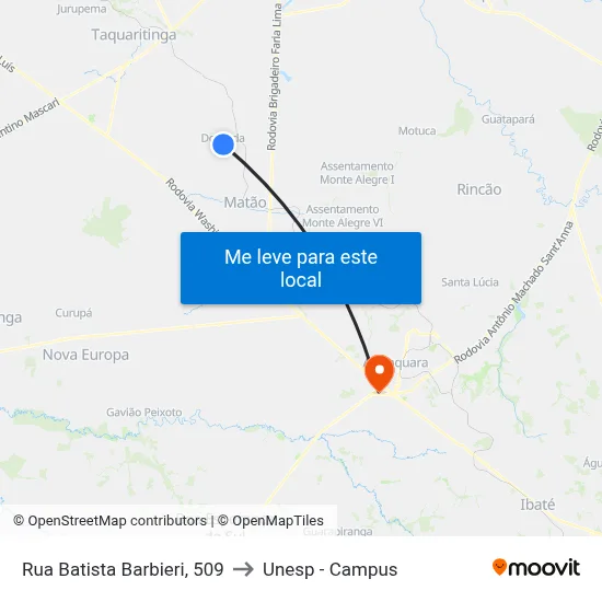Rua Batista Barbieri, 509 to Unesp - Campus map