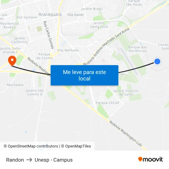 Randon to Unesp - Campus map