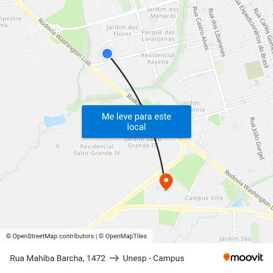 Rua Mahiba Barcha, 1472 to Unesp - Campus map