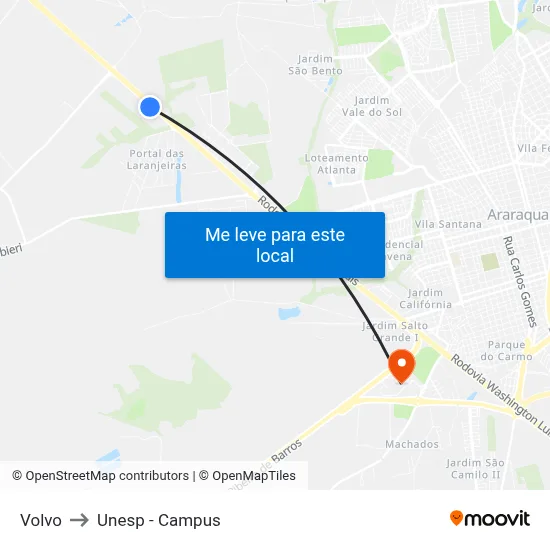 Volvo to Unesp - Campus map