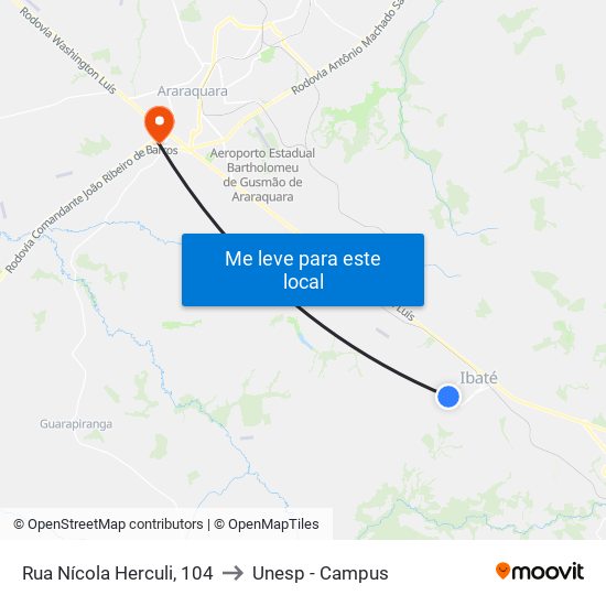 Rua Nícola Herculi, 104 to Unesp - Campus map