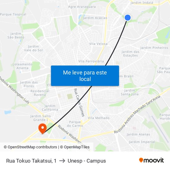 Rua Tokuo Takatsui, 1 to Unesp - Campus map