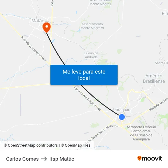 Carlos Gomes to Ifsp Matão map