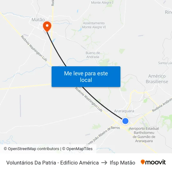 Voluntários Da Patria - Edifício América to Ifsp Matão map