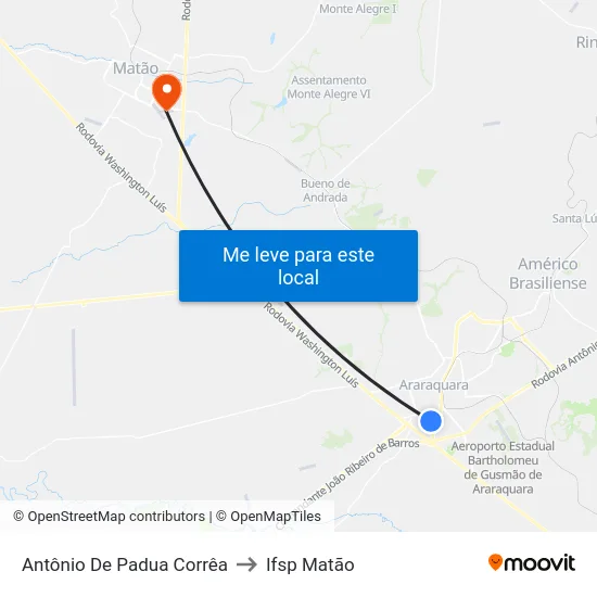 Antônio De Padua Corrêa to Ifsp Matão map