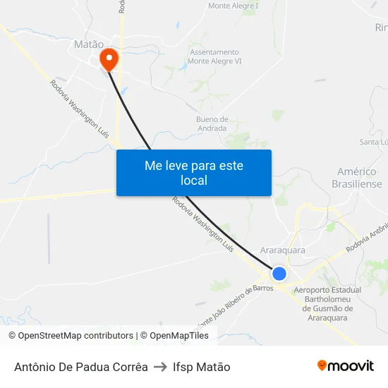 Antônio De Padua Corrêa to Ifsp Matão map