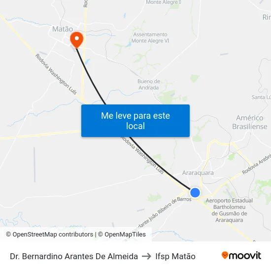 Dr. Bernardino Arantes De Almeida to Ifsp Matão map