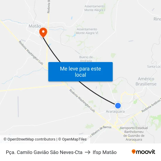 Pça. Camilo Gavião São Neves-Cta to Ifsp Matão map