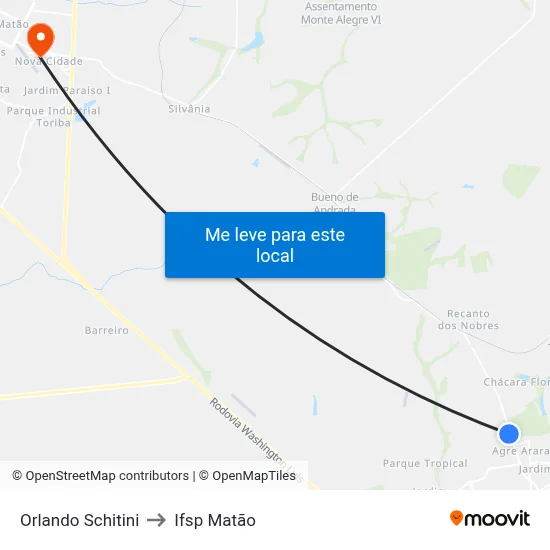 Orlando Schitini to Ifsp Matão map