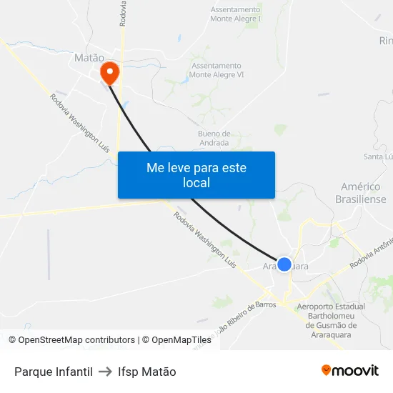 Parque Infantil to Ifsp Matão map