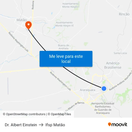 Dr. Albert Einstein to Ifsp Matão map