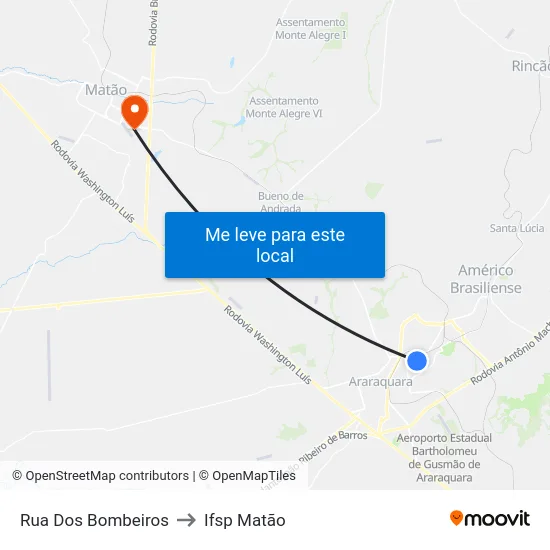 Rua Dos Bombeiros to Ifsp Matão map