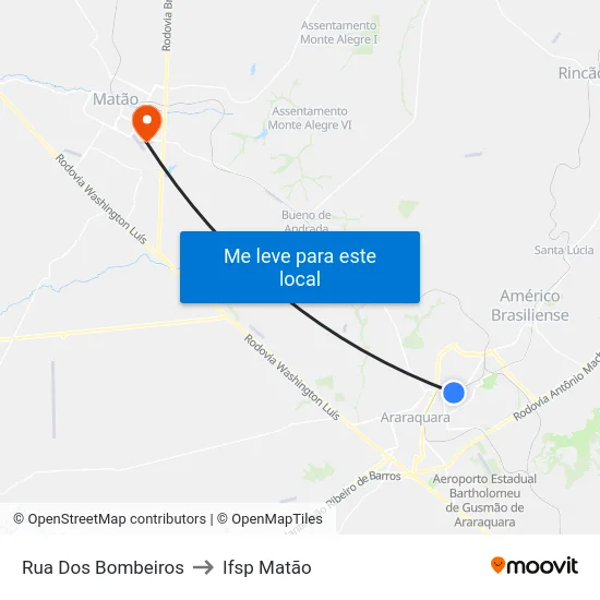 Rua Dos Bombeiros to Ifsp Matão map