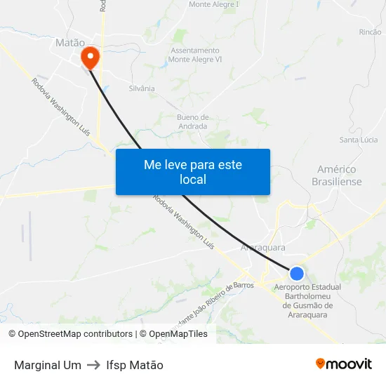 Marginal Um to Ifsp Matão map