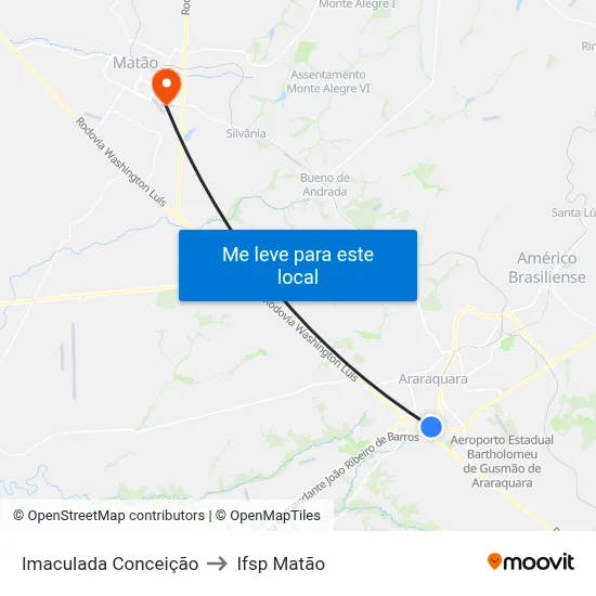 Imaculada Conceição to Ifsp Matão map
