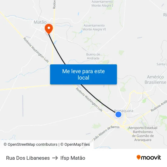 Rua Dos Libaneses to Ifsp Matão map