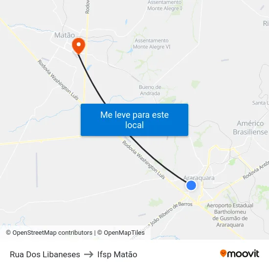 Rua Dos Libaneses to Ifsp Matão map