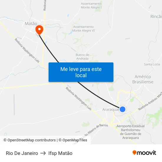 Rio De Janeiro to Ifsp Matão map