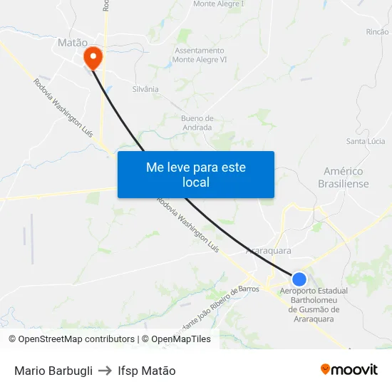 Mario Barbugli to Ifsp Matão map