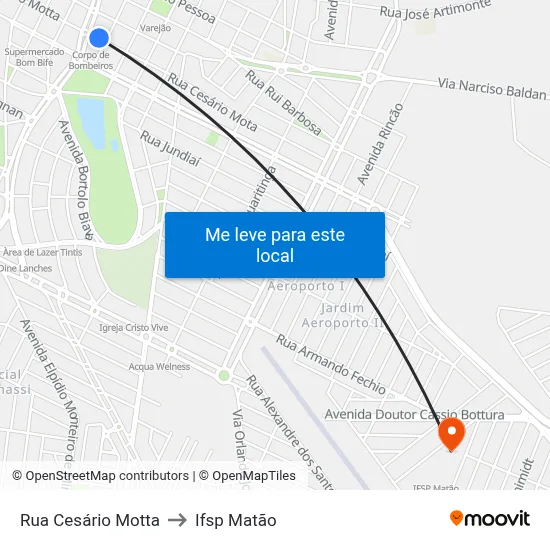 Rua Cesário Motta to Ifsp Matão map