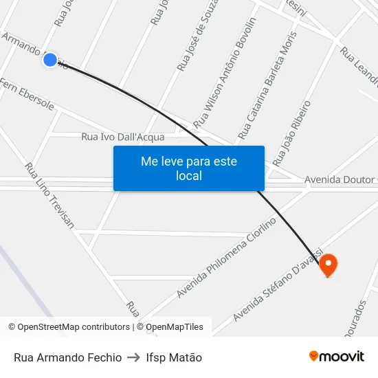 Rua Armando Fechio to Ifsp Matão map