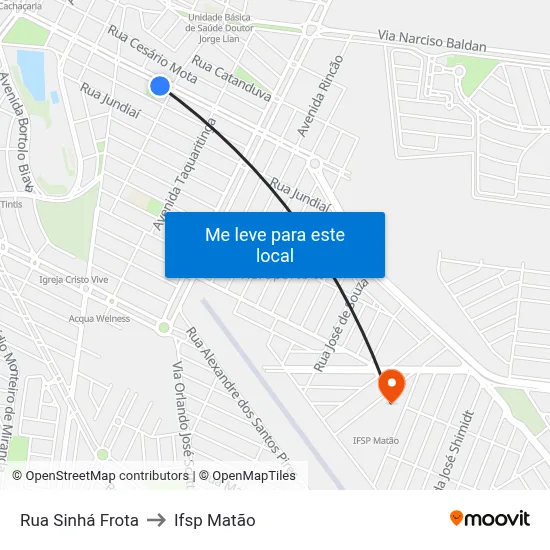 Rua Sinhá Frota to Ifsp Matão map