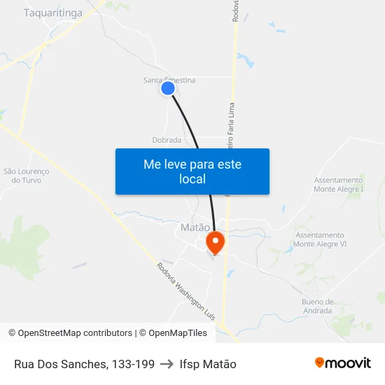 Rua Dos Sanches, 133-199 to Ifsp Matão map