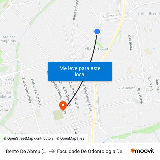 Bento De Abreu (Tijuca) to Faculdade De Odontologia De Araraquara map