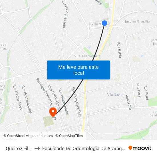 Queiroz Filho to Faculdade De Odontologia De Araraquara map