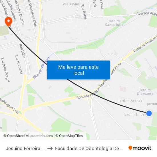 Jesuino Ferreira Lopes to Faculdade De Odontologia De Araraquara map