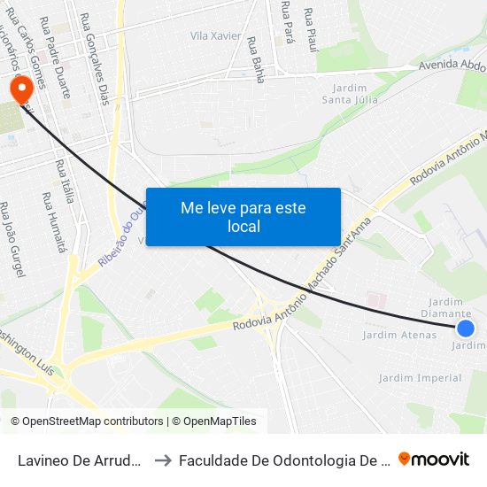 Lavineo De Arruda Falcão to Faculdade De Odontologia De Araraquara map