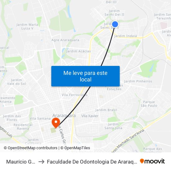 Maurício Galli to Faculdade De Odontologia De Araraquara map