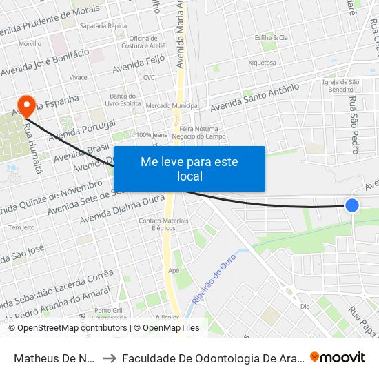 Matheus De Nóbile to Faculdade De Odontologia De Araraquara map