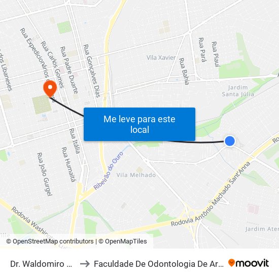 Dr. Waldomiro Blundi to Faculdade De Odontologia De Araraquara map