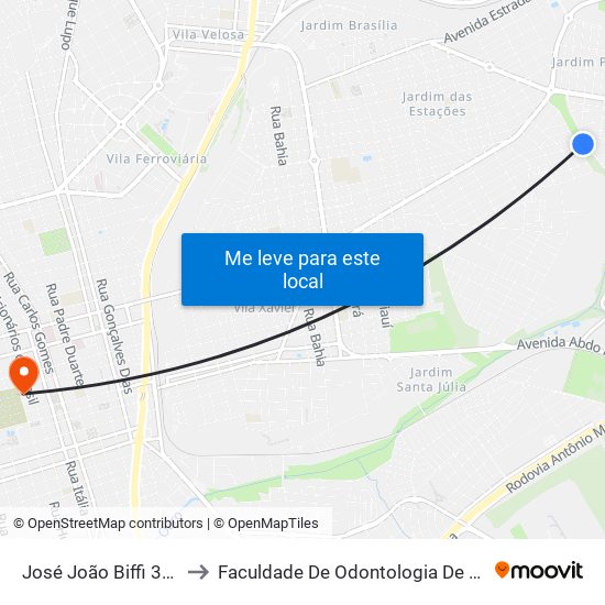 José João Biffi 384-458 to Faculdade De Odontologia De Araraquara map