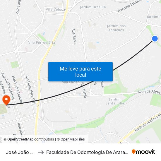 José João Biffi to Faculdade De Odontologia De Araraquara map