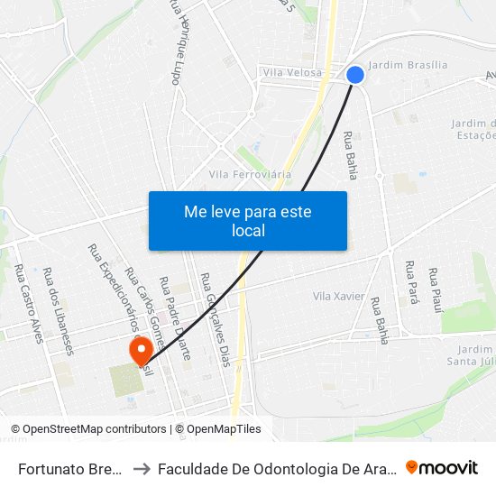 Fortunato Bressan to Faculdade De Odontologia De Araraquara map