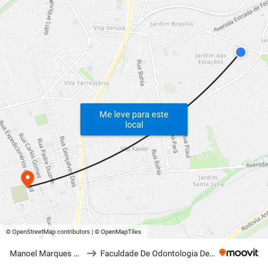 Manoel Marques De Jesus to Faculdade De Odontologia De Araraquara map