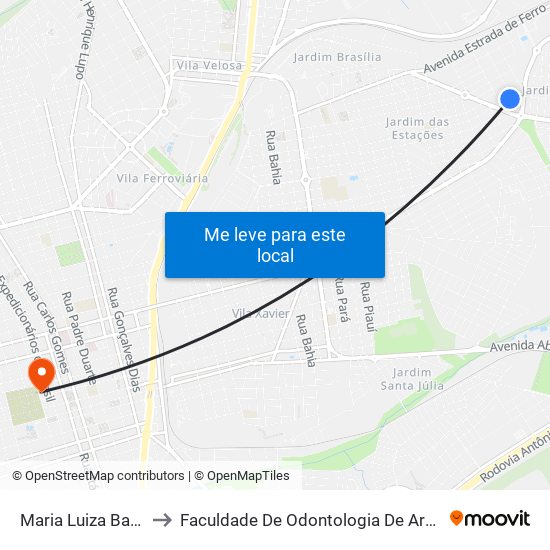 Maria Luiza Baschix to Faculdade De Odontologia De Araraquara map