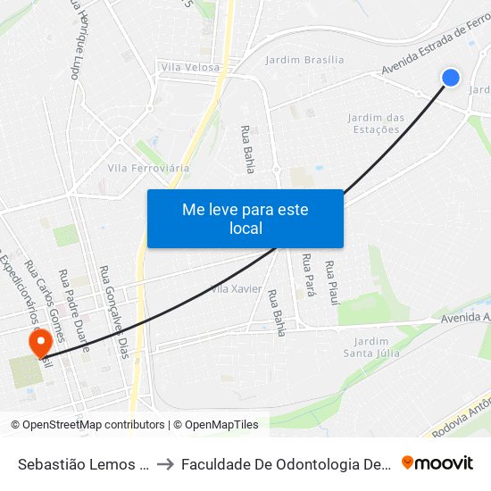 Sebastião Lemos Da Cruz to Faculdade De Odontologia De Araraquara map