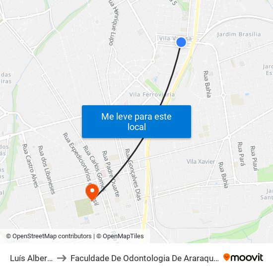 Luís Alberto to Faculdade De Odontologia De Araraquara map