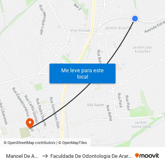 Manoel De Abreu to Faculdade De Odontologia De Araraquara map