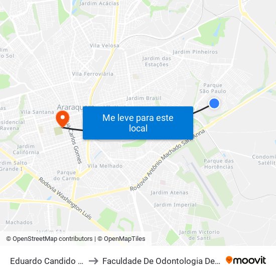 Eduardo Candido Santana to Faculdade De Odontologia De Araraquara map