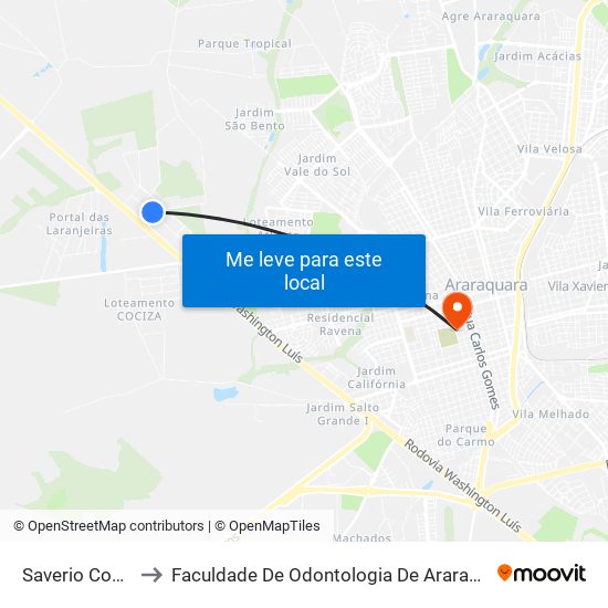 Saverio Conde to Faculdade De Odontologia De Araraquara map