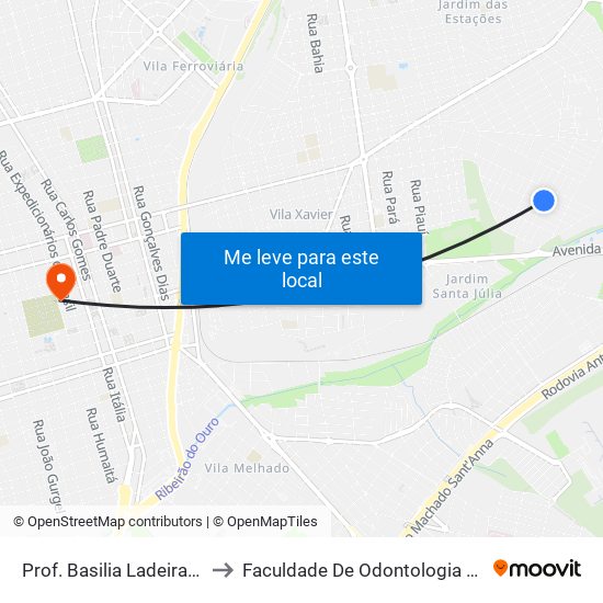 Prof. Basilia Ladeira Do Amaral to Faculdade De Odontologia De Araraquara map