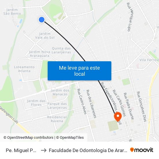 Pe. Miguel Pocce to Faculdade De Odontologia De Araraquara map